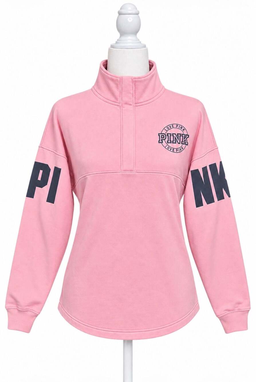 Victoria's Secret PINK Blush Pink Quarter Snap Pullover Sweatshirt Size S